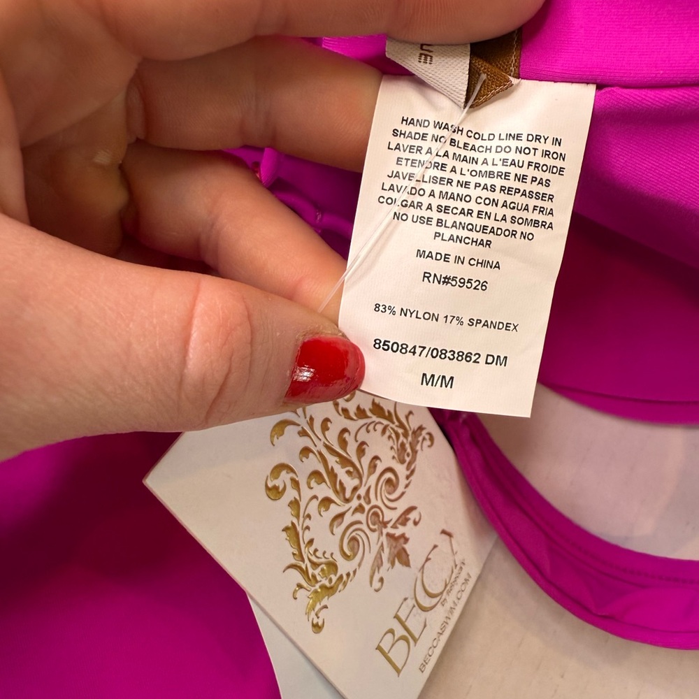 BECCA by Rebecca Virtue Color Code V Wire One Piece Swimsuit New With Tags Pink - Picture 7 of 12